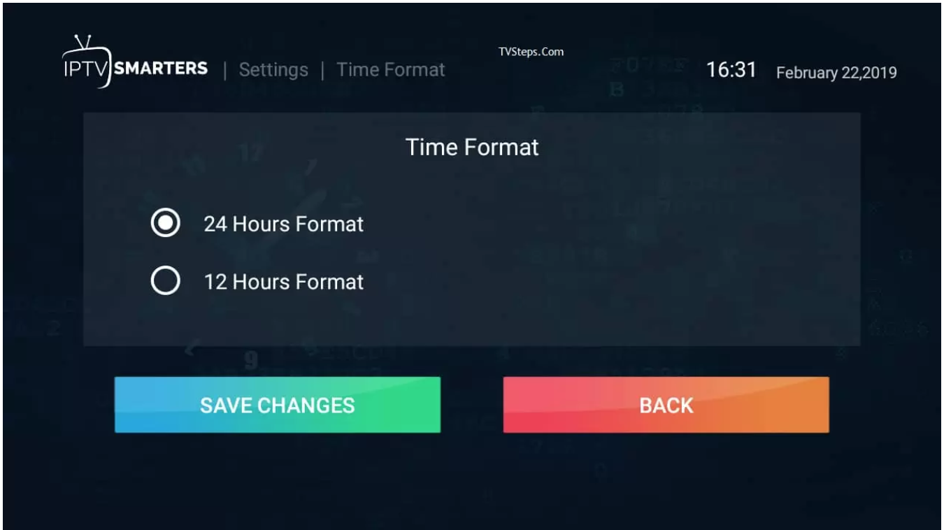 iptv smarters pro time format screen