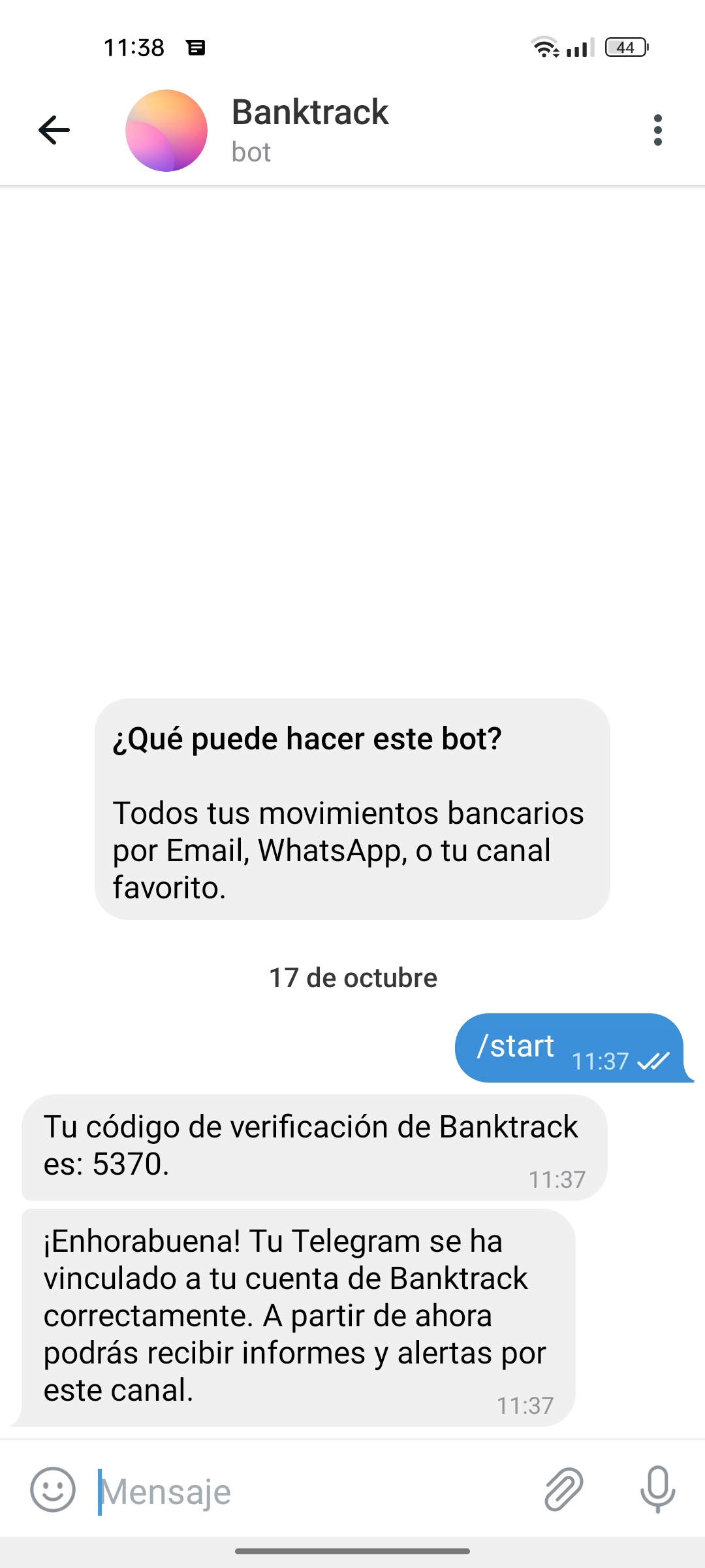 Informes Banktrack Telegram