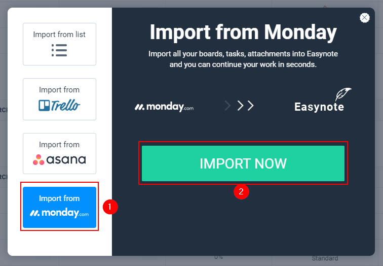 Import tasks from monday.com into Easynote