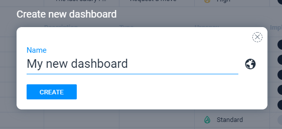 Enter dashboard name