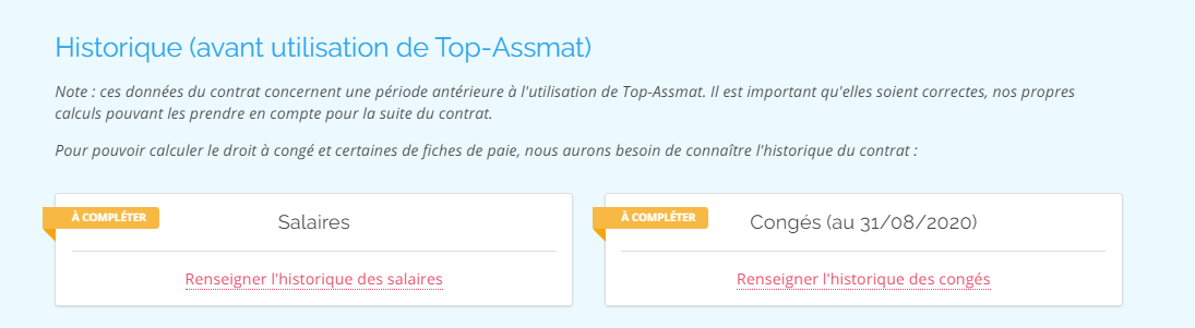 Remplir l'historique des salaires et congés sur TopAssmat  Centre d