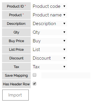 Import products step 2 : import mappings