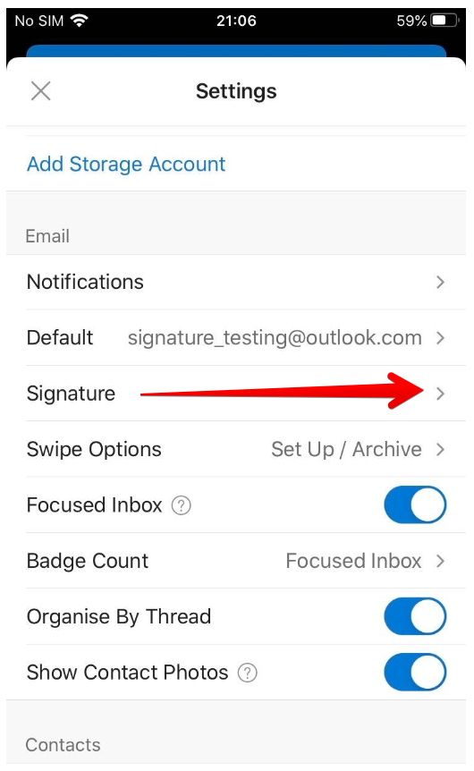how to add signature in outlook ipad
