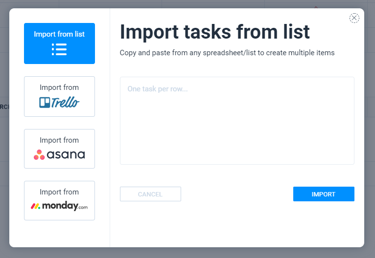 Different ways to import task from a list