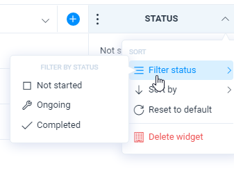 Filter tasks according to statuses
