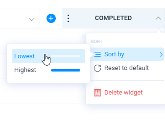 Sort progress with lowest progress or highest progress