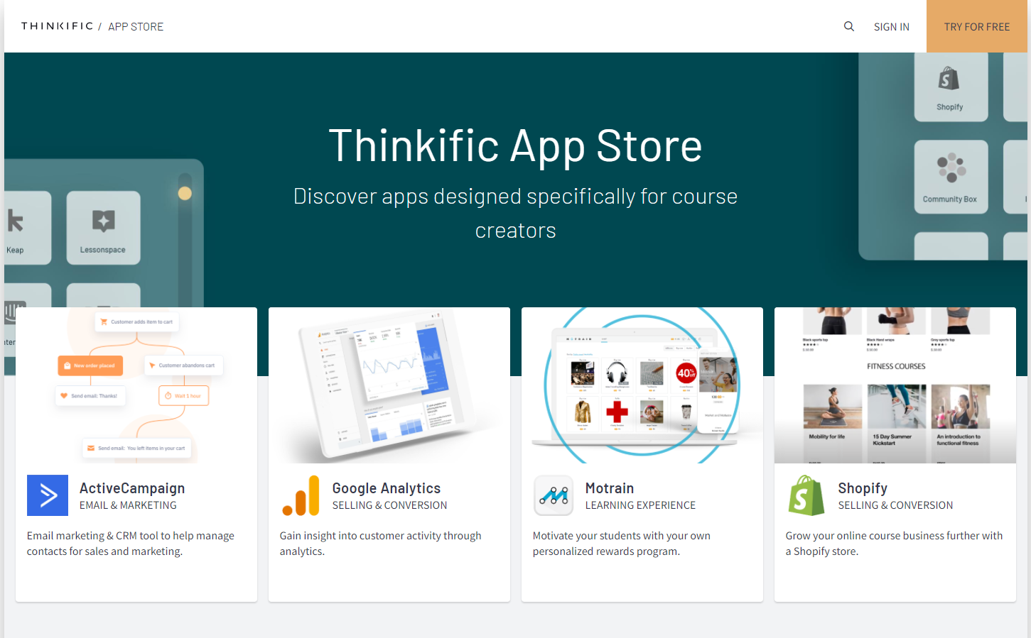 thinkific app store